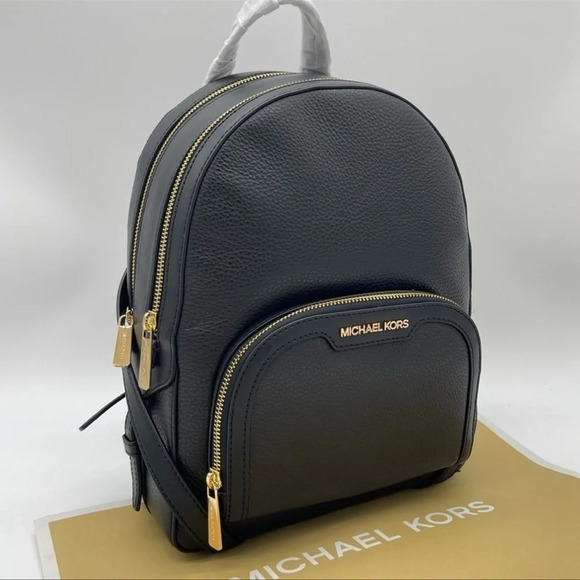 Michael Kors Jaycee Medium Pebbled Leather Backpack Black - Picture 3 of 11
